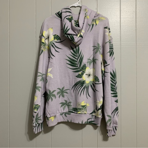 NWOT Men’s Purple US Vintage Collection Hawaiian Floral Long Sleeve Hoodie - Picture 4 of 5